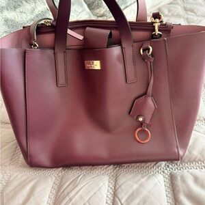 kate spade Plum Burgundy Leather Tote with Gold Hardware